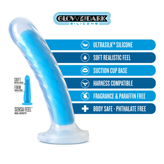 Neo Elite - Glow in the Dark - Tao - 7 inch Silicone Dual Density - Neon Blue